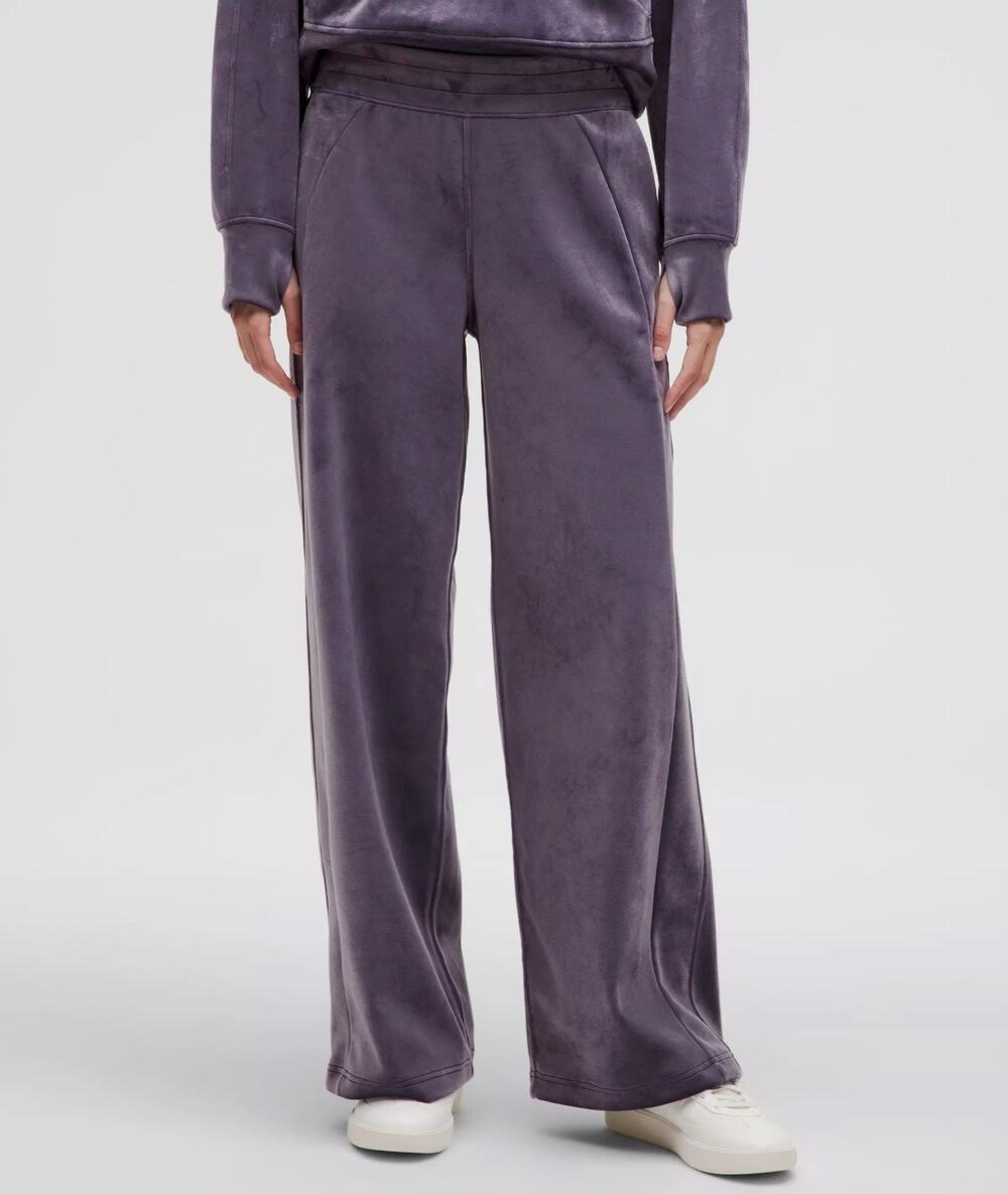 Lululemon Velour High Rise Wide Leg Pants Purple Grey Size S
